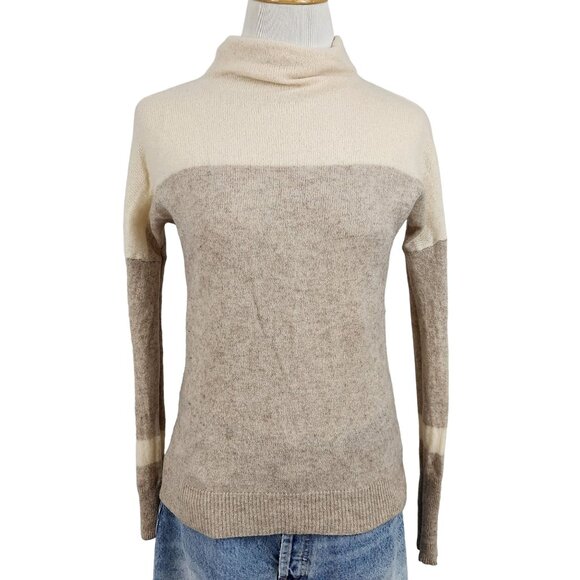 Tahari Pure Luxe Sweater Womens Small Cashmere Turtleneck Long Sleeve Colorblock - Picture 1 of 12